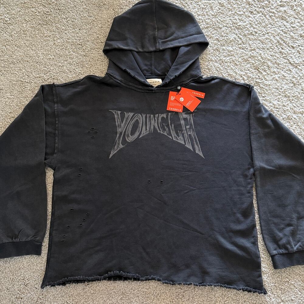 Men's YoungLA(SoldOut) 5054 DrifterHoodie, XL, NWT, BlackWash